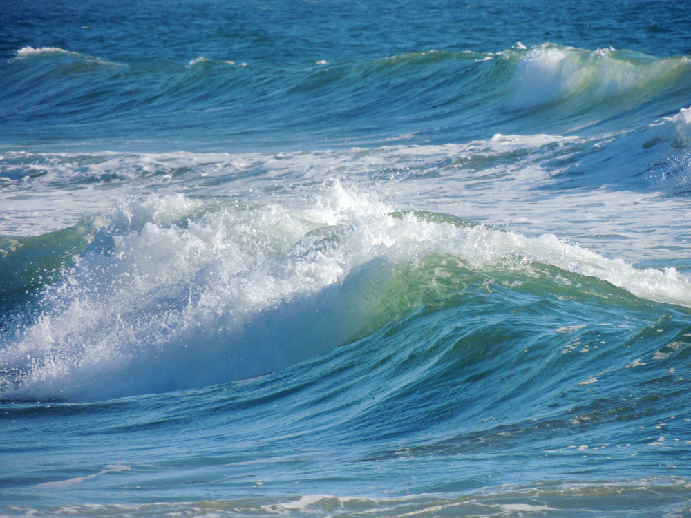 Pacific ocean waves, green blue with white caps