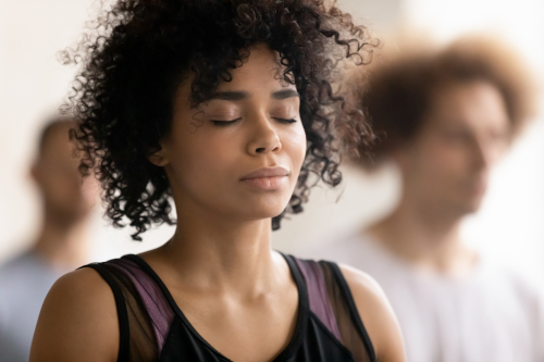 woman in deep meditation